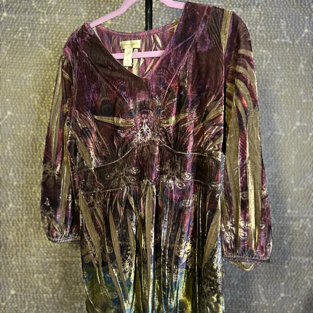 Christopher & Banks Purple and Gold Velvet Top
